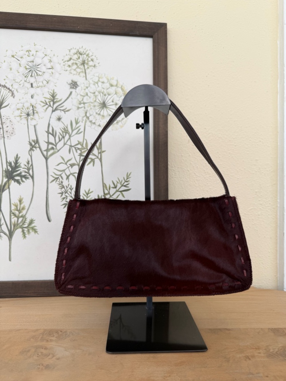 Rare Coach Calf Hair Shoulder Bag in Oxblood - Picture 4 of 5